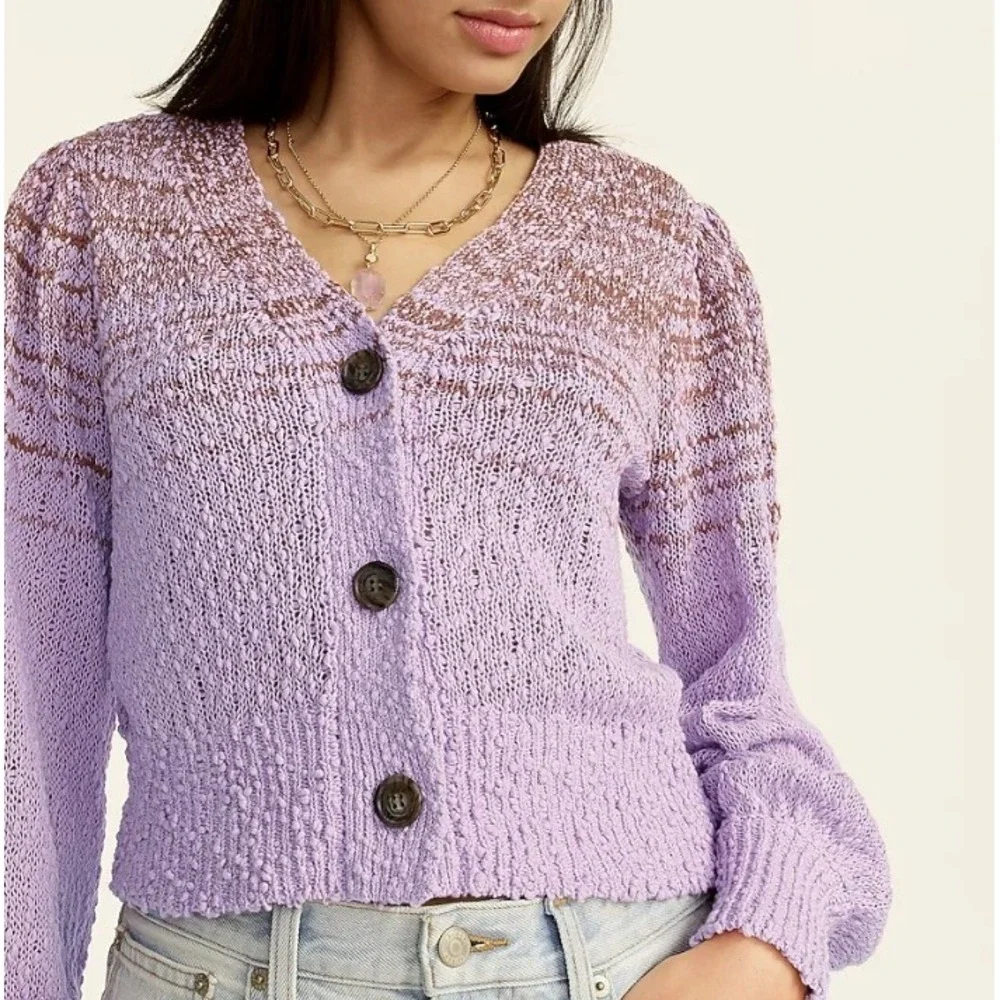 NEW J.Crew Reversible Space Dyed‎ Cardigan Sweater Mauve Purple Small